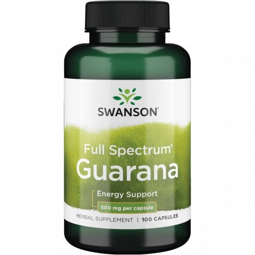 SWANSON Full Spectrum Guarana Energy Support 500mg Energijos palaikymui 100 kapsulių