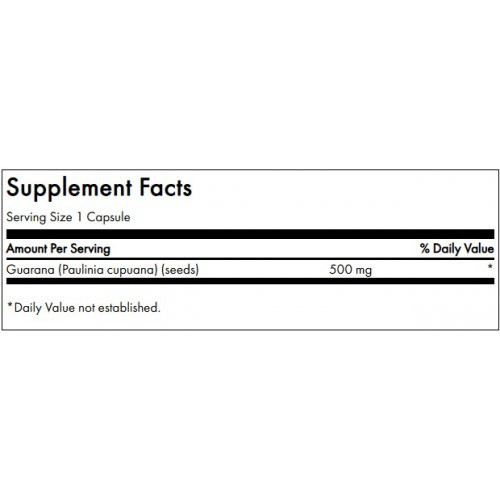 SWANSON Full Spectrum Guarana Energy Support 500mg Energijos palaikymui 100 kapsulių