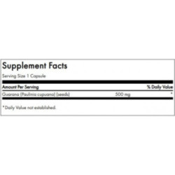 SWANSON Full Spectrum Guarana Energy Support 500mg Energijos palaikymui 100 kapsulių