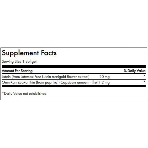 SWANSON Synergistic Eye and Vision Health Lutein and Zeaxanthin Natūralus luteinas 60 kapsulių
