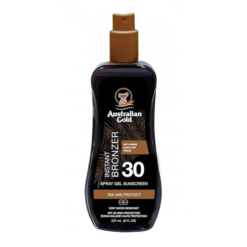 Australian Gold Spray Gel with Instant Bronzer SPF30 Apsauga nuo saulės su natūraliais bronzantais 237ml