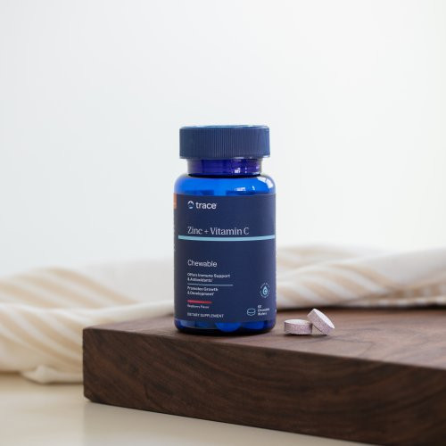 Trace Minerals Zinc + Vitamin C Chewable 40 mg | 250 mg Cinkas + Vitaminas C imunitetui 60 kapsulių