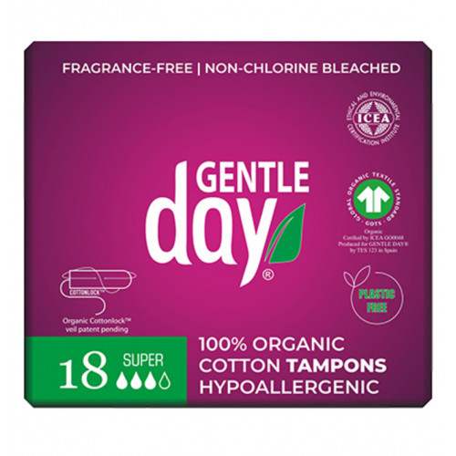 Gentle Day Super Organic Cotton Tampons Tamponai organinės medvilnės 18 vnt