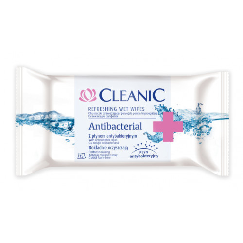 Cleanic Antibacterial Wet Wipes Drėgnos servetėlės 15vnt