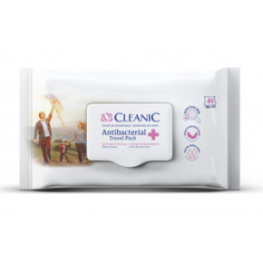 Cleanic Antibacterial Wet Wipes Drėgnos servetėlės 40vnt.