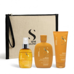 AlfaParf Milano Semi Di Lino Sunshine Gift Set Plaukų priemonių rinkinys saugantis nuo saulės + kosmetinė dovana