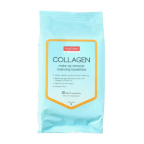 Purederm Collagen Make-Up Remover Cleansing Towelettes Drėgnos servetėlės makiažui valyti 30vnt