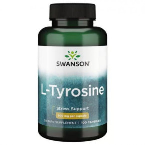 SWANSON L-Tyrosine 500mg Stress Support Maisto papildas L-Tirozinas 100 kapsulių