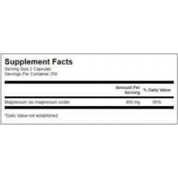SWANSON Magnesium Oxide 200mg Muscle and Bone Health Magnis 250 kapsulių