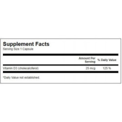 SWANSON High Potency Vitamin D3 1.000 IU (25mcg) Bone and Immune Health Vitaminas D3 250 kapsulių
