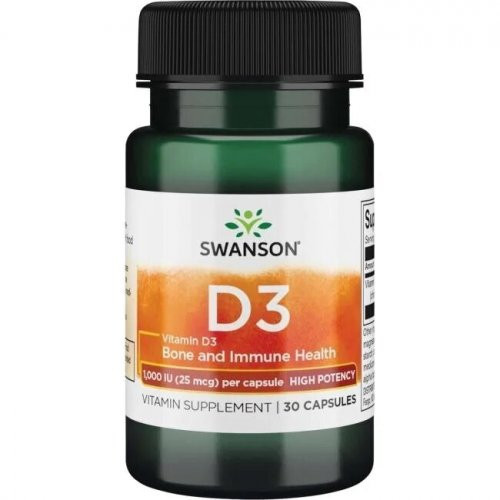 SWANSON High Potency Vitamin D3 1.000 IU (25mcg) Bone and Immune Health Vitaminas D3 250 kapsulių