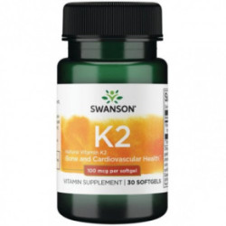 SWANSON Natural Vitamin K2 100mcg Bone and Cardiovascular Health Natūralus vitaminas K2 30 kapsulių