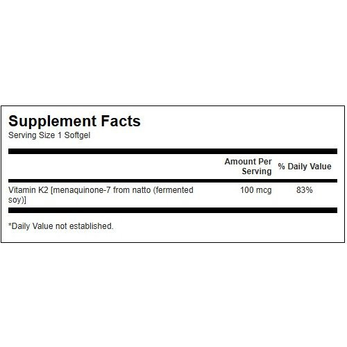 SWANSON Natural Vitamin K2 100mcg Bone and Cardiovascular Health Natūralus vitaminas K2 30 kapsulių