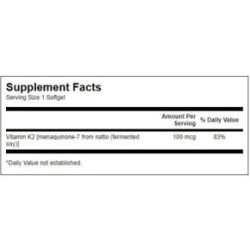 SWANSON Natural Vitamin K2 100mcg Bone and Cardiovascular Health Natūralus vitaminas K2 30 kapsulių