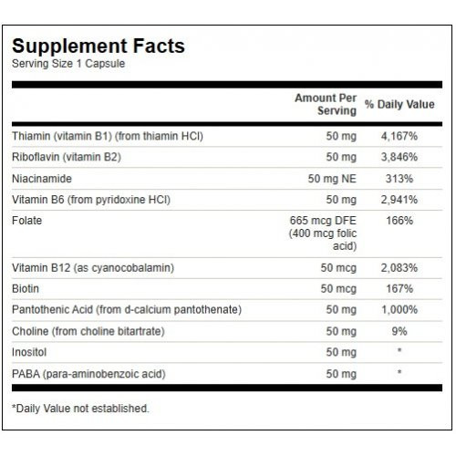 SWANSON Balance B-50 Complex Energy and Metabolism Vitamino B kompleksas 100 kapsulių
