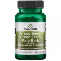 SWANSON Grape seed, Green Tea & Pine Bark Complex Vynuogių sėklų, žaliosios arbatos Ir pušies žievės kompleksas 60 kapsulių