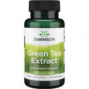 SWANSON Green Tea Extract 500mg Antioxidant Support Žaliosios arbatos ekstraktas 60 kapsulių