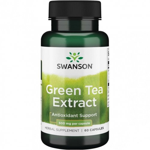 SWANSON Green Tea Extract 500mg Antioxidant Support Žaliosios arbatos ekstraktas 60 kapsulių