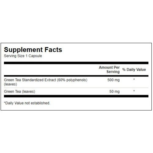 SWANSON Green Tea Extract 500mg Antioxidant Support Žaliosios arbatos ekstraktas 60 kapsulių