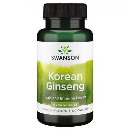 SWANSON Korean Ginseng 500mg Brain and Immune Health Maisto papildas ženšenis 100 kapsulių