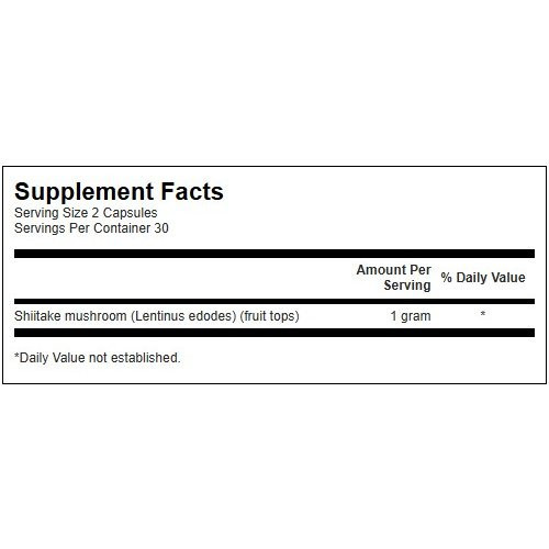 SWANSON Full Spectrum Shiitake Mushroom 500mg Immune Health Shiitake grybų maisto papildas 60 kapsulių