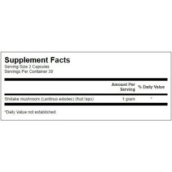 SWANSON Full Spectrum Shiitake Mushroom 500mg Immune Health Shiitake grybų maisto papildas 60 kapsulių
