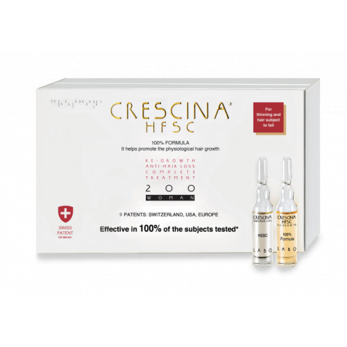 Crescina Re-Growth HFSC 200 Complete Treatment Woman Plaukų augimą skatinantis kompleksas moterims 40amp. (20+20)