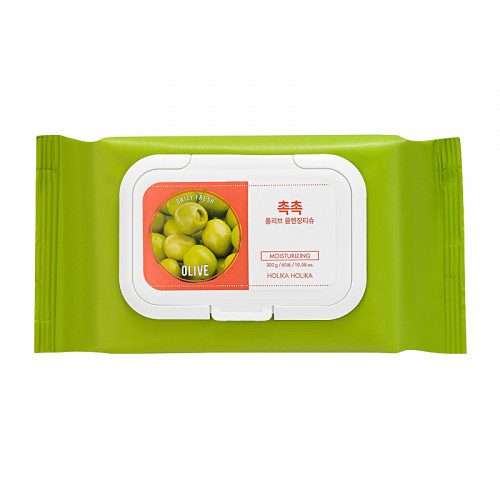 Holika Holika Daily Fresh Olive Cleansing Tissue Drėgnos servetėlės makiažui valyti 60vnt.
