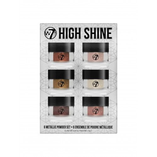 W7 cosmetics High Shine Metallic Loose Pigment Powder Set Birių pigmentinių makiažo miltelių rinkinys Rinkinys