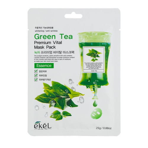 Ekel Green Tea Premium Vital Mask Veido kaukė su žaliąja arbata 1 vnt.