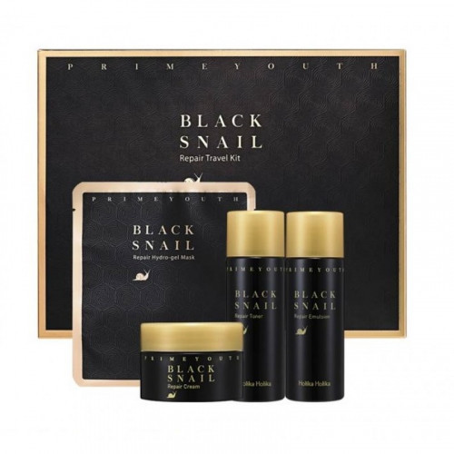 Holika Holika Prime Youth Black Snail Skin Care Kit Veido priežiūros Komplektas Rinkinys