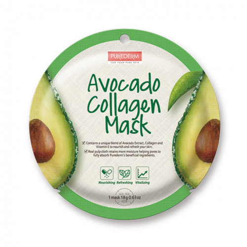 Purederm Avocado Collagen Mask Veido kaukė su avokado ekstraktu 18g