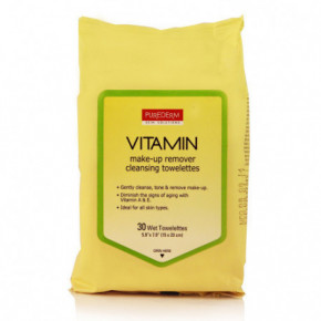 Purederm Vitamin Make-Up Remover Cleansing Towelettes Drėgnos servetėlės makiažui valyti 30vnt