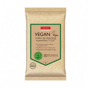Purederm Vegan Make-Up Towelettes CICA Veganiškos makiažo valymo servetėlės 30vnt