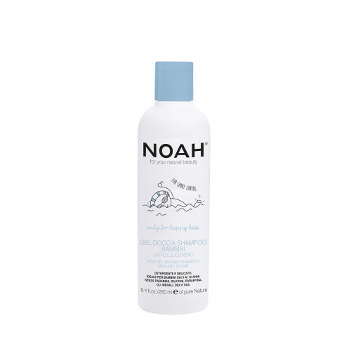Noah Kids Gel Shower Shampoo Dušo gelis ir šampūnas su pienu ir cukrumi vaikams 250ml