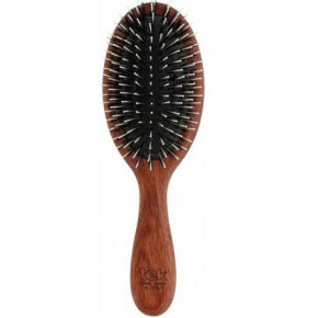 TEK Padouk Wood Oval Hairbrush MP Plaukų šepetys su šerno šeriais ir nailono spygliukais Šviesus