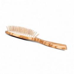 TEK Elite Big Oval Olive Wood Hairbrush Ovalus plaukų šepetys su mediniais spygliukais Šviesus