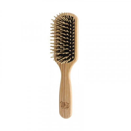 TEK Natural Paddle Brush with Short Pins Stačiakampis plaukų šepetys iš natūralaus medžio, didelis 1 vnt.