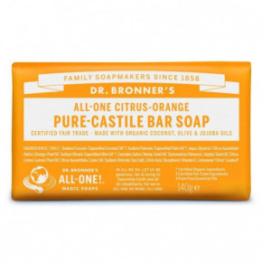 Dr. Bronner's Citrus-Orange Pure-Castile Bar Soap Ekologiškas kietas muilas 140g