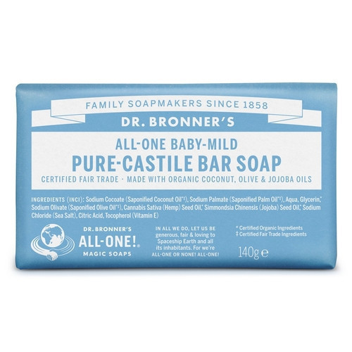 Dr. Bronner's Baby-Mild Unscented Pure-Castile Bar Soap Ekologiškas kietas muilas (bekvapis) 140g