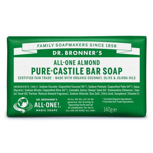 Dr. Bronner's Almond Pure-Castile Bar Soap Ekologiškas kietas muilas 140g