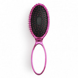 WetBrush Pop & Go Metallic Detangler Brush Sulenkiamas plaukų šepetys su veidrodėliu Purple