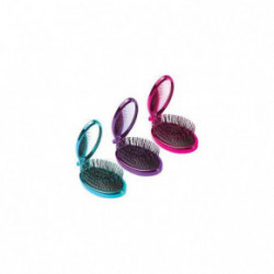 WetBrush Pop & Go Metallic Detangler Brush Sulenkiamas plaukų šepetys su veidrodėliu Purple