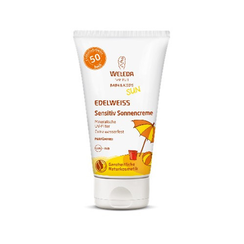 Weleda Baby & Kids Sensitive Sun Cream SPF50 Natūralus apsauginis losjonas nuo saulės kūdikiams ir vaikams 50ml