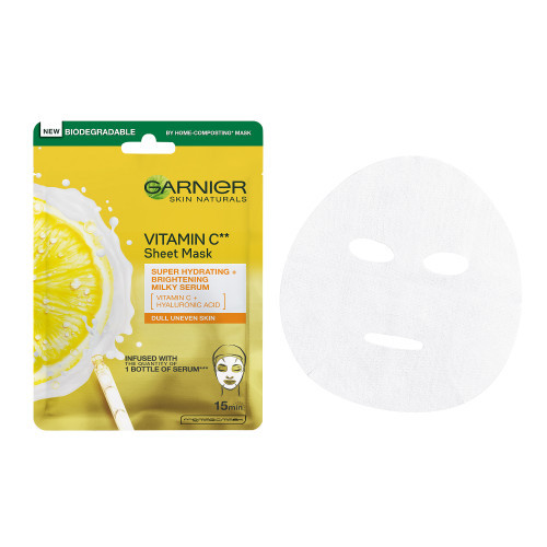 Garnier Vitamin C Sheet Mask Lakštinė veido kaukė su vitaminu C ir skaistinamuoju serumu 28g