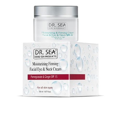 Dr. Sea Moisturizing Firming Facial Eye & Neck Cream SPF15 Stangrinantis veido, akių ir kaklo kremas 50ml