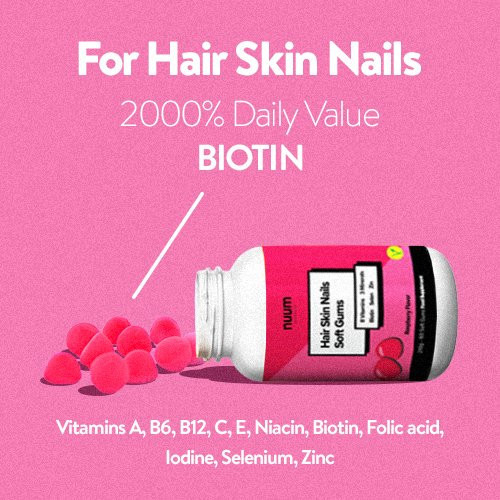 Nuum Cosmetics Hair Skin Nails Soft Gums Maisto papildas odai, plaukams ir nagams 1 Mėnesiui