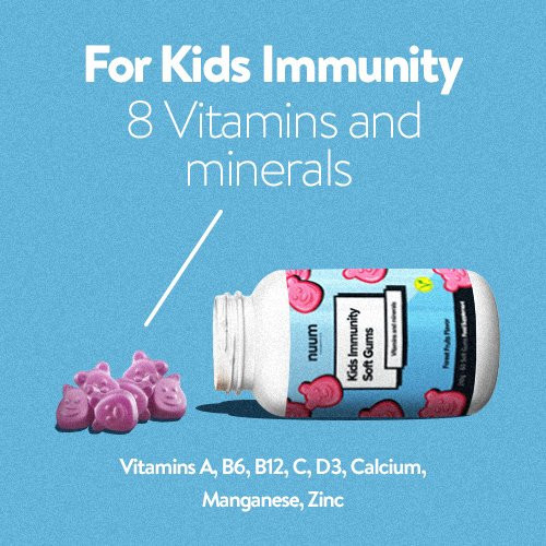 Nuum Cosmetics Kids Immunity Soft Gums Kramtomųjų guminukų, multivitaminų ir mineralų kompleksas vaikams 1 Mėnesiui