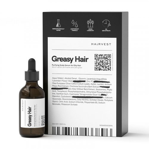 HAIRVEST Greasy Hair Purifying Scalp Serum For Oily Hair Valomasis galvos odos serumas riebiems plaukams 55ml