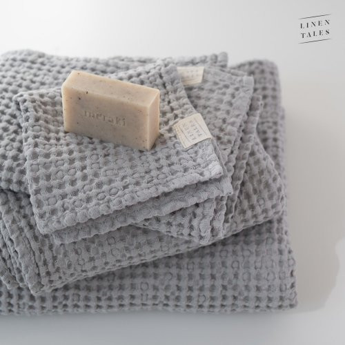 Linen Tales Light Grey Linen & Cotton Honeycomb Waffle Towel Vonios rankšluostis 30x30cm